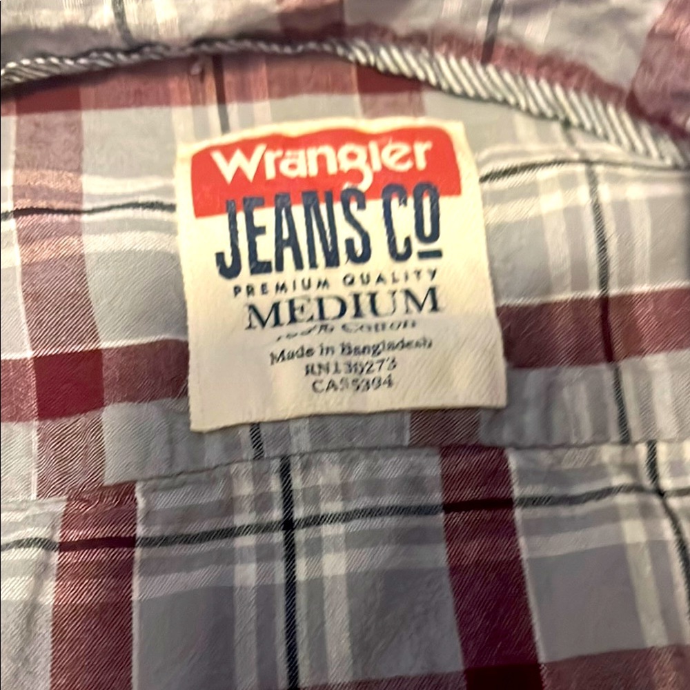 Wrangler Checkered Shirt - Burgundy and Light Gray